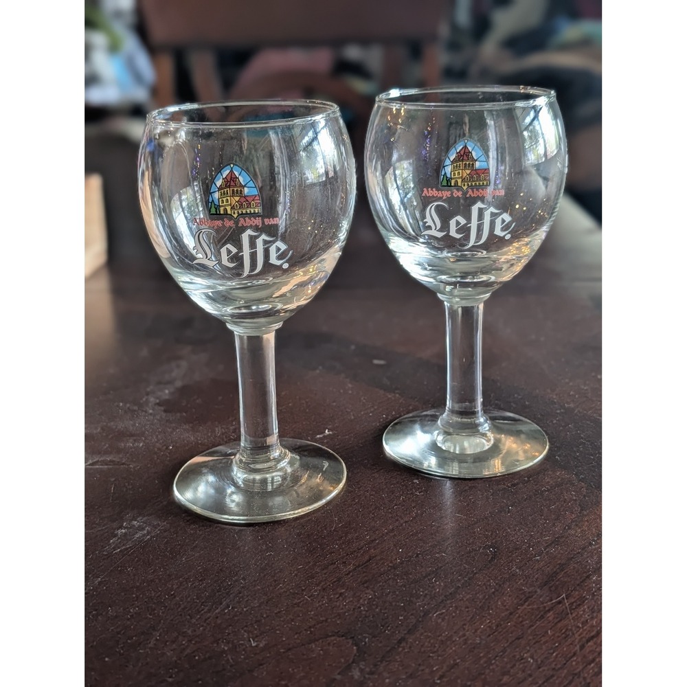 NEW Leffe Belgian Beer Glass Chalice Goblet Set of 2 Abbaye Belgium 25cl Barware